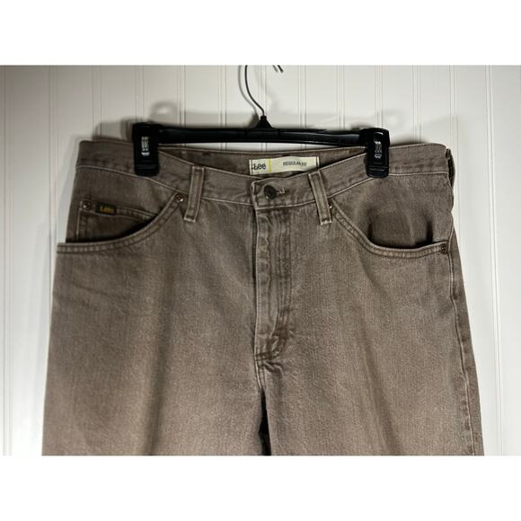 Lee Regular Fit Jeans Mens Size 36X29 Straight Distressed Denim Brown - Picture 3 of 6